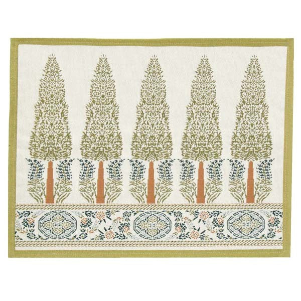 Morse Museum placemat by Rennie & Rose, jacquard woven inspired by Louis C. Tiffany tilework from the Topkapi Palace, with rich, detailed pattern