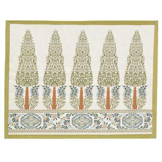 Morse Museum placemat by Rennie & Rose, jacquard woven inspired by Louis C. Tiffany tilework from the Topkapi Palace, with rich, detailed pattern