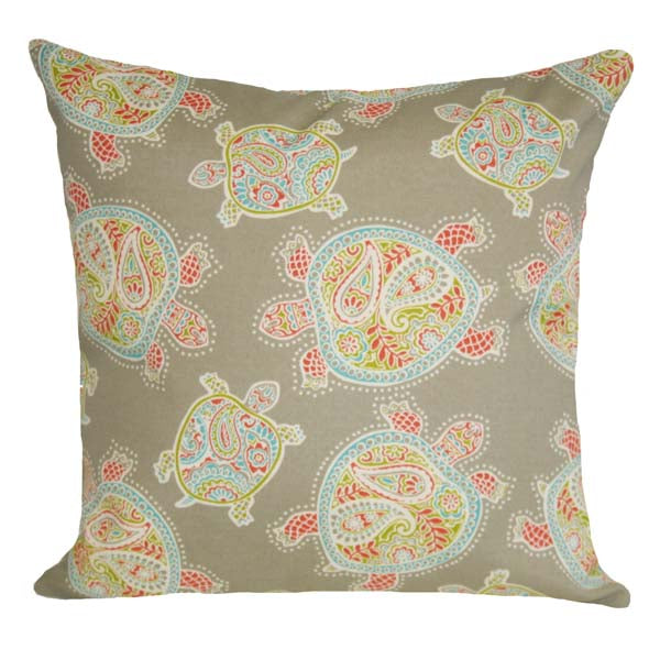 Rennie & Rose Tranquil Turtles Indoor/Outdoor Pillow - Seaglass available in mult sizes