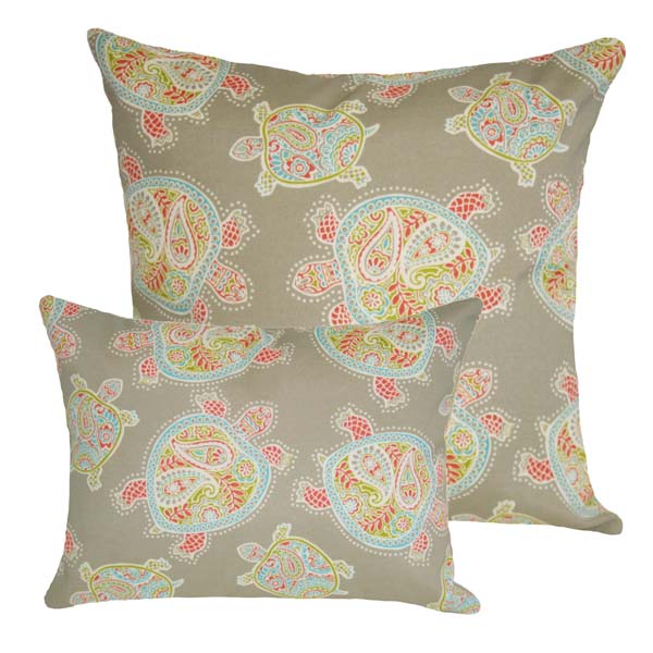 Rennie & Rose Tranquil Turtles Pillows Indoor/Outdoor Seaglass 