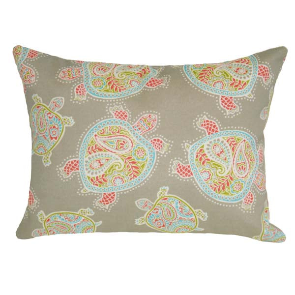 Rennie & Rose Tranquil Turtles Indoor/Outdoor Pillow in Seaglass - 12"X16" 