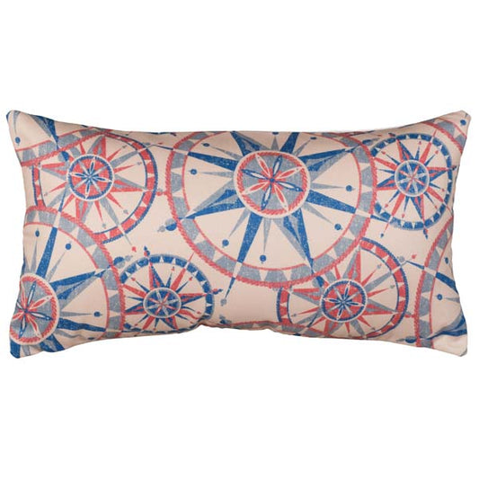 Rennie & Rose Vintage Nautical Allover Compass Indoor/Outdoor Pillow 