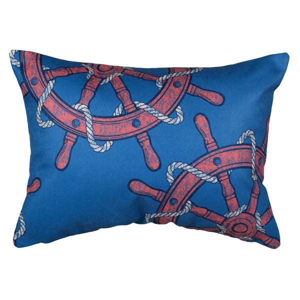 Rennie & Rose Vintage Nautical The Ships Wheel Indoor/Outdoor Pillow 