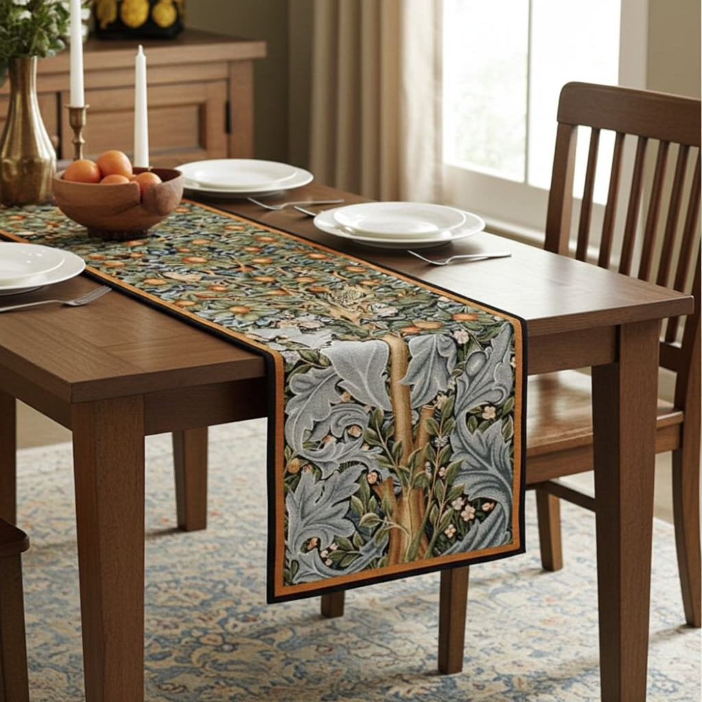 William Morris Woodpecker Table Runner