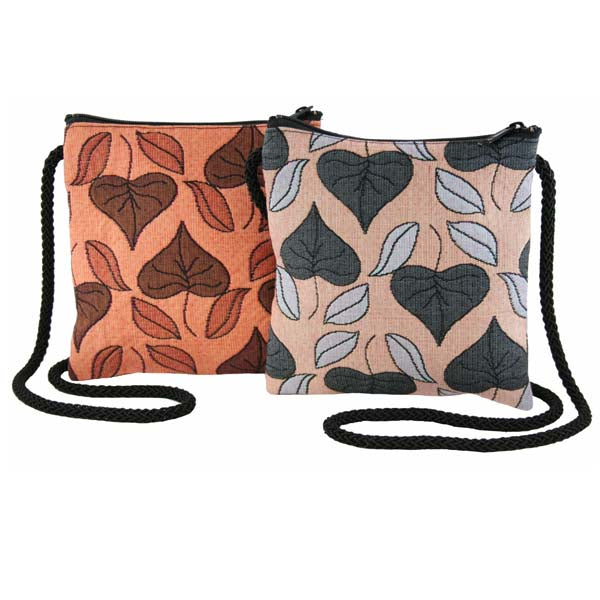 Art Nouveau Floral Window - Stylized Leaves- Abby Purse- Vineyard and Terracotta - fully lined zip closure - Rennie & Rose