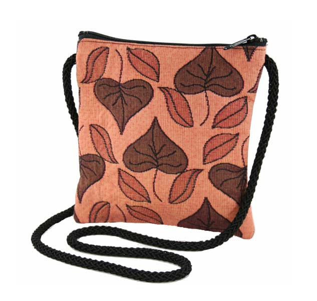 Art Nouveau Floral Window- Stylized Leaves- Abby Purse- Terracotta - fully lined zip closure - Rennie & Rose
