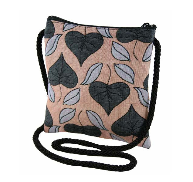 Art Nouveau Floral Window - Stylized Leaves- Abby Purse- Vineyard - fully lined zip closure - Rennie & Rose