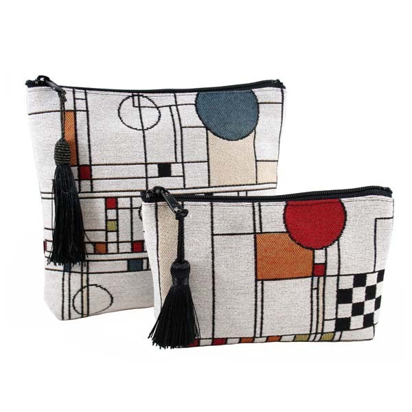 Circle Study Accessory Cases - Exclusive Rennie & Rose design - 2 sizes - fully lined zip closures tassel accent