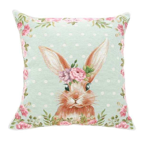 Rennie & Rose Bunny and Rose Blooms Pillows available in 2 sizes with zip closure
