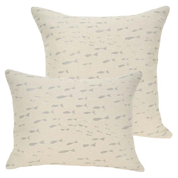 Rennie & Rose Exclusive Fish Tales Pillow in silver, mult sizes with zip closure
