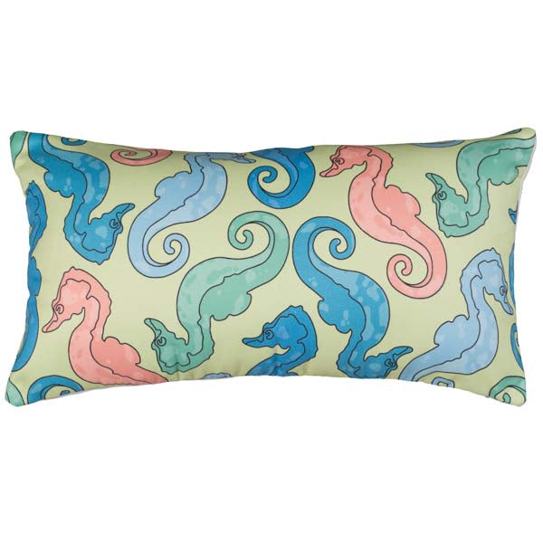 Rennie & Rose Coastal Seahorse Jumble Pillow indoor/outdoor with zip closure