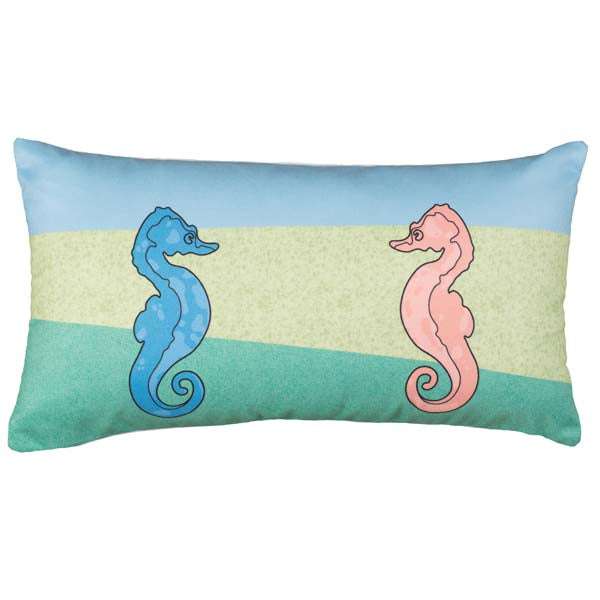 Rennie & Rose Coastal- Sadie & Stanley Seahorse Pillow Indoor/Outdoor with zip closure