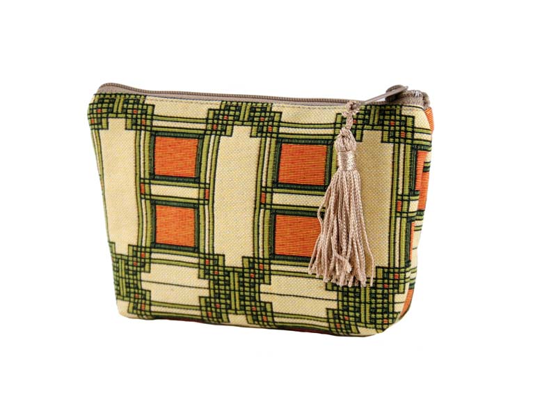 Louis Sullivan Art Glass Window- Zip Accessory- Detail 2 - Rennie & Rose Exclusive - fully lined zip closure tassel accent