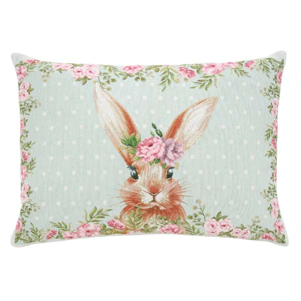 Rennie & Rose Bunny in Blooms pillow, available in 2 sizes with zip closure