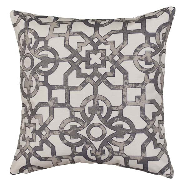 Rennie & Rose Fretwork Gray Pillow available in 2 sizes with zip closure