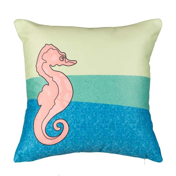 Rennie & Rose Exclusive Coastal- Sadie Seahorse Pillow Indoor/Outdoor
