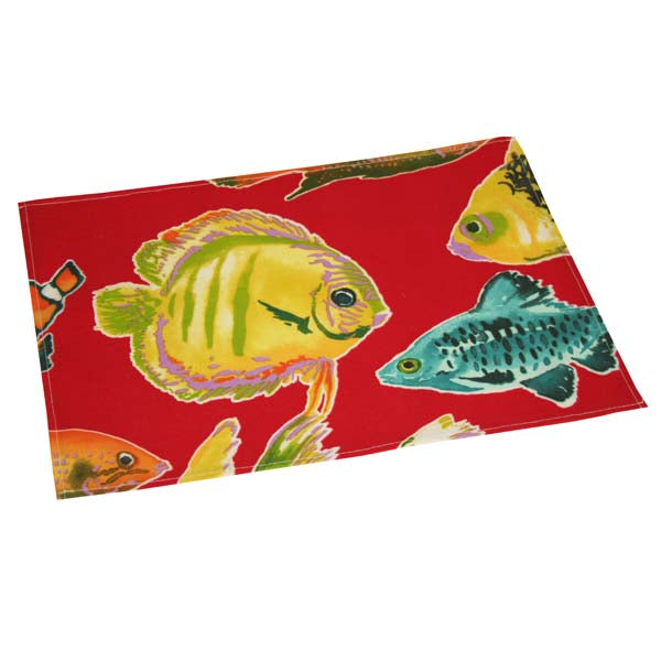 Rennie & Rose School of Fish Placemat - Red Indoor/Outdoor