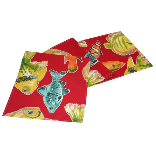 School of Fish Table Runner - Red