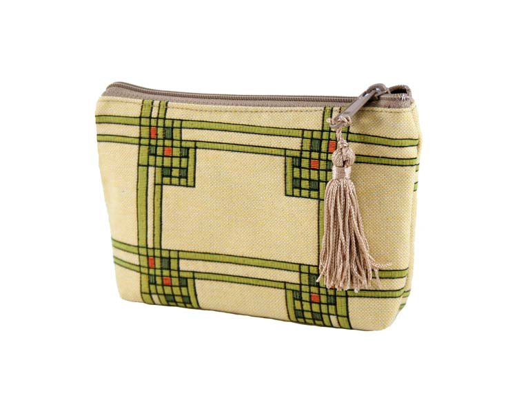 Louis Sullivan Art Glass Window- Zip Accessory- Detail 1 - fully lined zip closure with tassel - Rennie & Rose