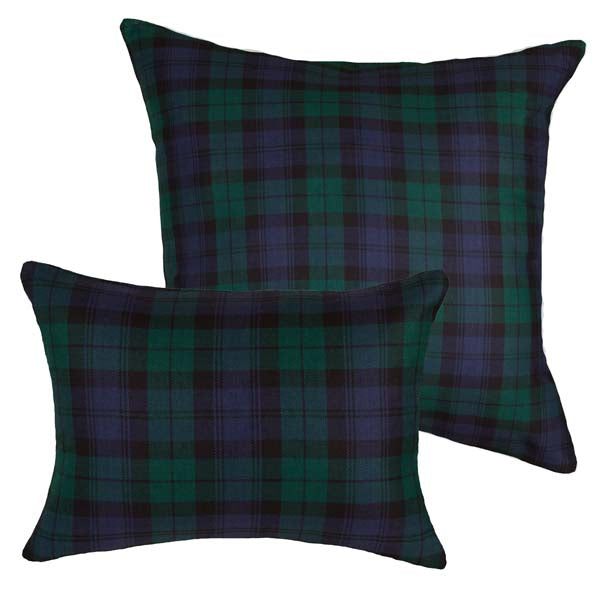 Hamilton Plaid pillow in green and blue tones with classic Scottish-inspired design